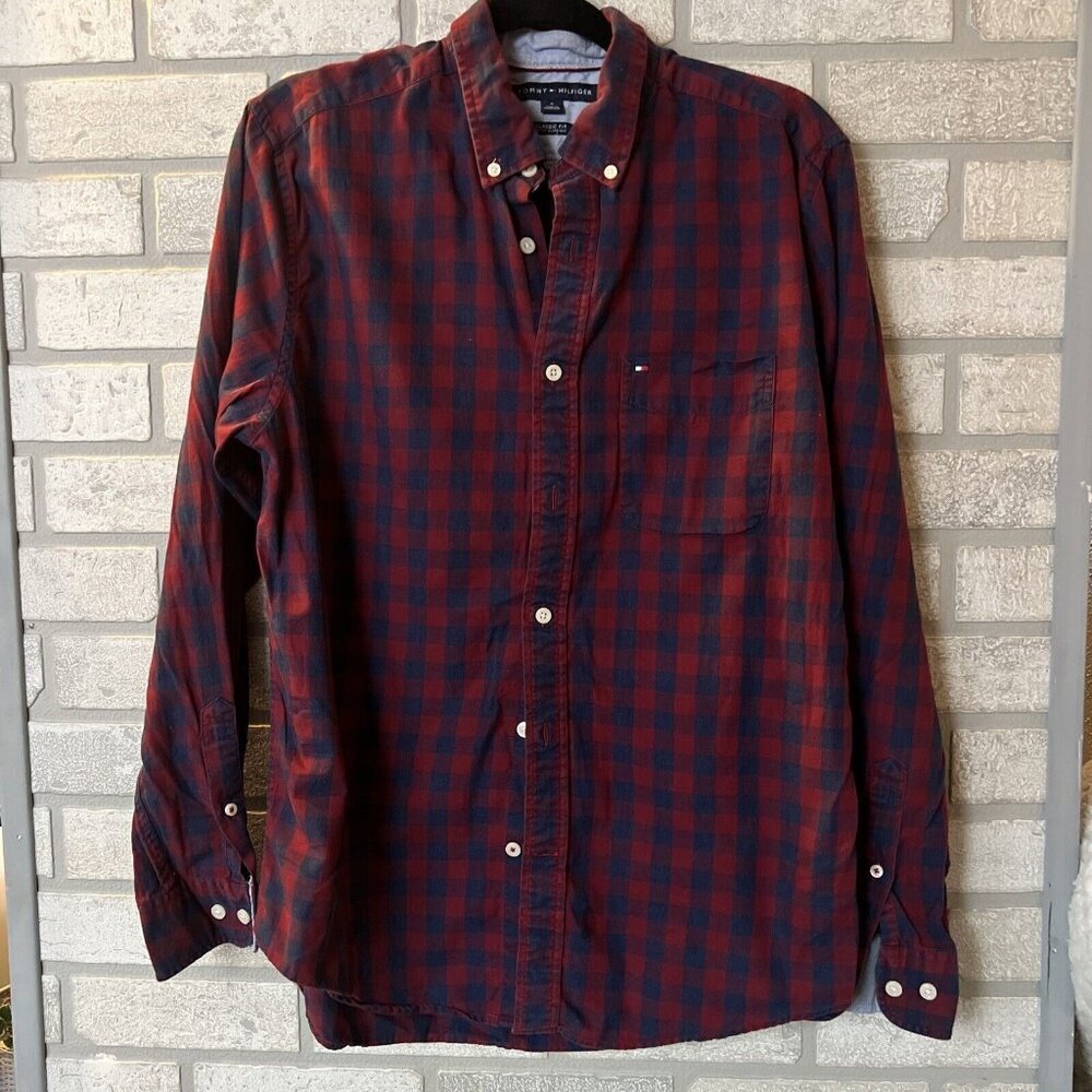 Tommy Hilfiger Men's Plaid Long Sleeve Classic-fit Small